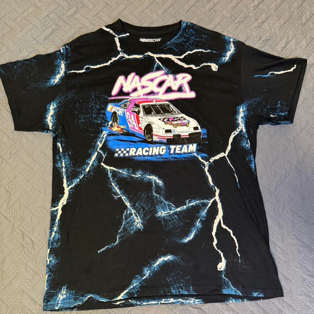 Crazy Y2K themed NASCAR Racing Team Tee lightning design Size Men's Large